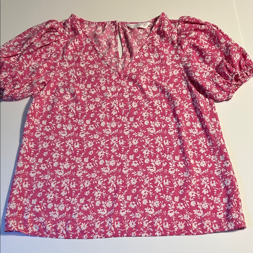 Lauren Conrad Floral‎ Pink top blouse Women's XSmall romantic Fairycore BOHO